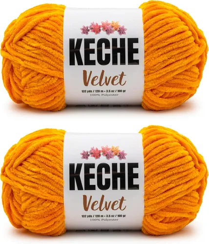 Miniatura 28 de Keche Hilo de terciopelo para ganchillo, manta de felpilla suave, voluminosa, hilo amigurumi, 3.53 oz (132 yardas), color azul bebé