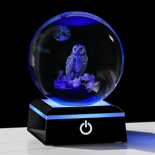 Miniatura 27 de Qianwei Lámpara de Medusa para Mujeres Bola de Cristal 3D 3.14'' - 80mm Láser Medusa Decoración de Vidrio Animales Lámpara Nocturna Regalos Figuras