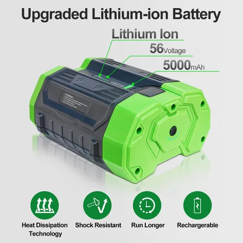 Miniatura 2 de DTK Paquete de 2 baterías de repuesto de 56 V para batería EGO 56V 5.0Ah compatible con baterías de iones de litio BA2800 BA4200T BA4200 BA1400