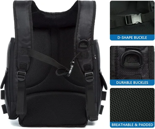 Miniatura 6 de AUMTISC Mochila para aparejos de pesca para hombres con 4 cajas de aparejos, 2 soportes para cañas, cubierta para lluvia, bolsas de equipo de pesca