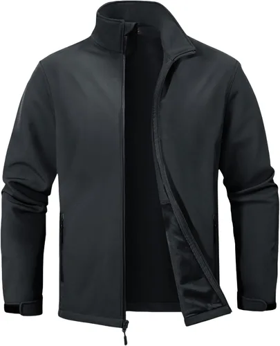 ZITY Chaqueta Softshell Ligera para Hombre con Forro Polar Impermeable Chaqueta de Lluvia con Cremallera Carcasa Suave Cortavientos Rompevientos