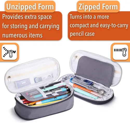 Miniatura 3 de Mr. Pen - Estuche para lápices grande, bolsa de tela grande, gris, bolsa para bolígrafos, suministros escolares, estuche para lápices lindo