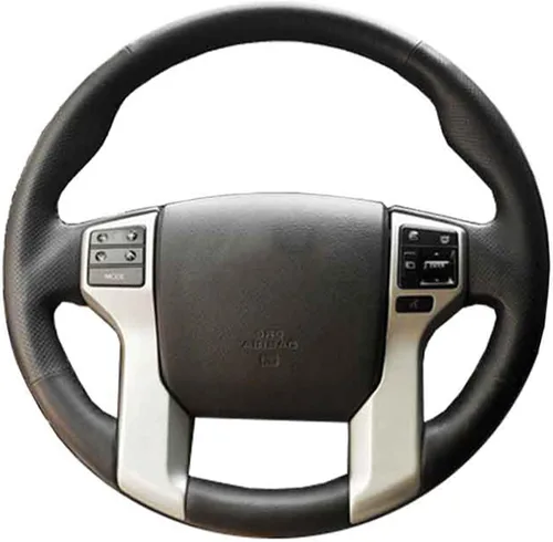 Funda de cuero negro para volante de automóvil para Toyota Land Cruiser Prado Tundra Tacoma 4Runner DIY cosido a mano fundas para volante de