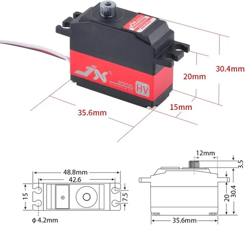 Miniatura 4 de JX Servo PDI-HV2546MG 0.88 oz Metal Gear Digital High Voltage Tail Servo 180 ° para RC 450 500 Helicóptero Ala Fija Piezas de Avión