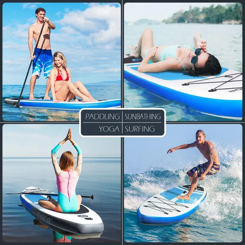 Miniatura 5 de Tabla de Paddle Board de 11' x 33" x 6" Extra Ancha Inflable Stand Up Paddle Board con Bomba de Mano, Correa, Pala Ajustable Para Versión Básica