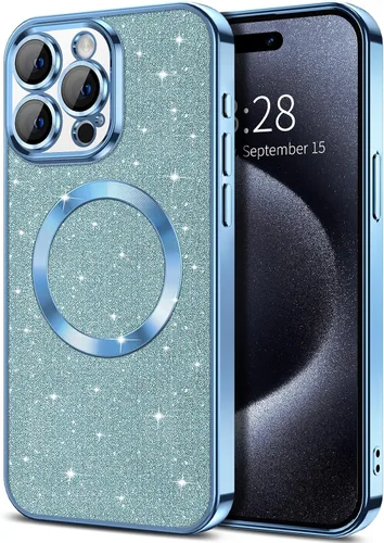 Miniatura 27 de Hython Funda para iPhone 13 Pro Max con purpurina, fundas magnéticas transparentes para teléfono con protector de lente de cámara