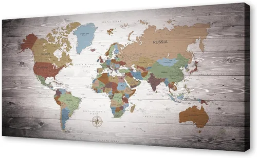 Miniatura 10 de B0550 - Póster de mapa del mundo, lienzo para pared, diseño moderno enmarcado del mundo, decoración de oficina en casa, mapas, impresiones
