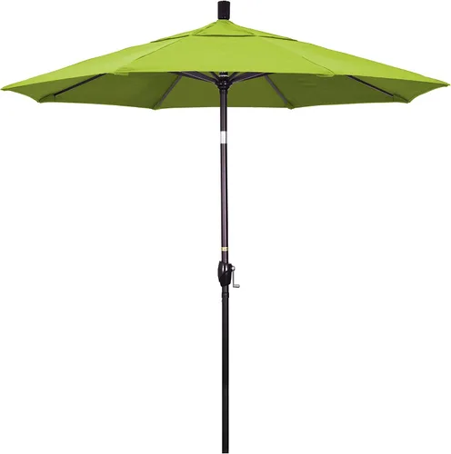 Miniatura 19 de California Umbrella Sombrilla redonda de aluminio de 7.5 pies, manivela elevadora, botón de inclinación, poste de bronce, Sunbrella Air Blue