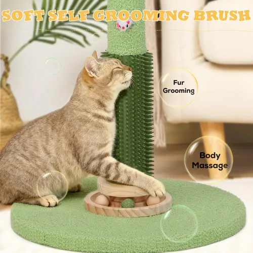 Miniatura 5 de Poste rascador para gatos, 37.5 pulgadas de alto, palmera natural de sisal para interiores, rascador vertical estable para gatos con juguete