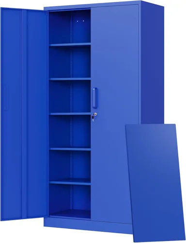 Letaya Gabinetes de Almacenamiento de Garaje de Metal con Puerta con Cerradura y Estantes Ajustables, Gabinetes de Herramientas de Acero para Hogar,
