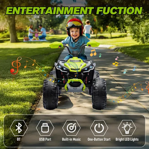 Miniatura 2 de Juguetes de paseo de 24 V para niños grandes, ATV para niños de 2 plazas, ruedas con potencia con suspensión de 4 ruedas, luces LED, música, Azul