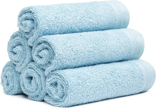 Miniatura 27 de Juego de 12 paños de 100 % algodón de 13 x 13 pulgadas, juego de 12 toallas ultrasuaves y altamente absorbentes, para baño, gimnasio, hotel, spa