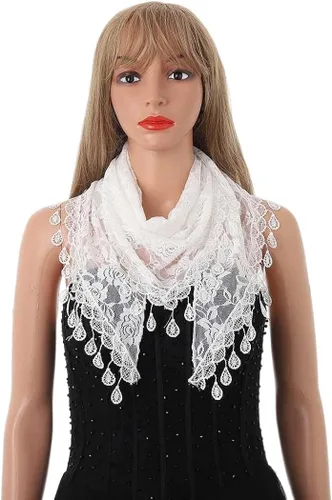 Miniatura 6 de Aularso Lace Church Veils Wedding Floral Scarf Tassel Shawl Mantilla Veils Soft Tulle Embroidered Bridal Mass Veil for Women