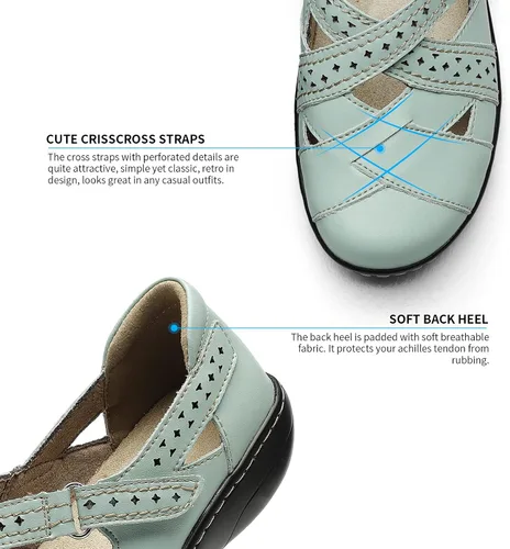 Miniatura 5 de TERRIKAT Mocasines casuales para mujer, bonitos y cómodos, para caminar, de cuero, para conducir, con puntera cerrada, zapatos náuticos