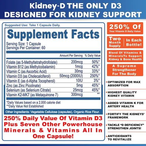 Miniatura 8 de Kidney Restore & Kidney Shield - Paquete de 2 suplementos de vitamina D para el riñón y limpieza renal