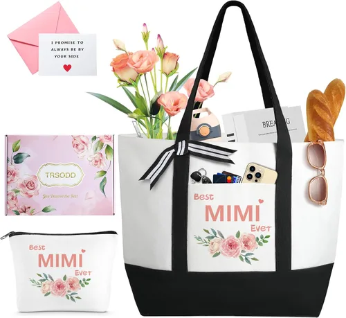 Miniatura 16 de TRSODD Regalos de cumpleaños para mujer, bolsa de lona con inicial con correa ajustable para el hombro y bolsa de maquillaje, regalos para mamá