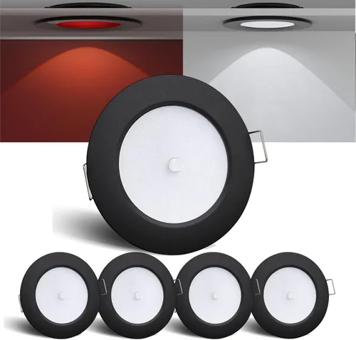 Miniatura 12 de Luces LED de 3 pulgadas de 12 V con interruptor integrado interior bicolor rojo de 12 voltios, luz de disco LED de aluminio completo regulable