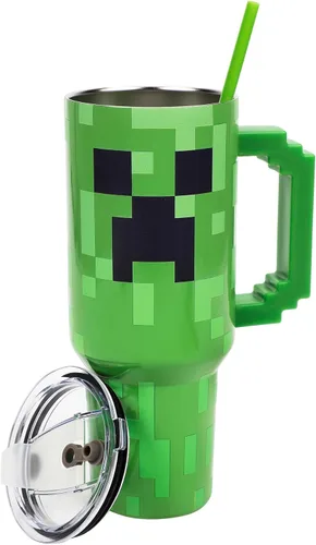 Miniatura 7 de Bioworld Grinch Grinning Face - Vaso de acero inoxidable con asa (40 onzas), color verde Grinch Sonriendo Cara