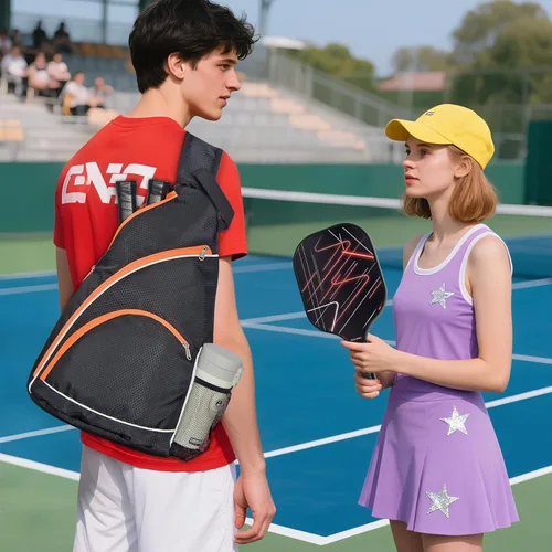 Miniatura 8 de Juego de 2 palas de pickleball con 4 bolas para interiores y exteriores y mochila, superficie ligera de fibra de vidrio, núcleo de panal
