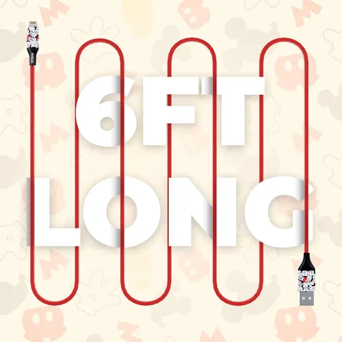Miniatura 6 de iJoy Disney Minnie Mouse - Cargador de repuesto para iPhone de 6 pies de carga rápida – Cable de carga USB trenzado certificado MFI sincronización