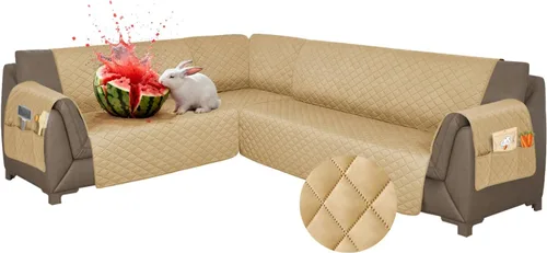 Miniatura 12 de Fundas para sofá modular, impermeables, 6 piezas, fundas de sofá en forma de L, lavables, antideslizantes, fundas para sofá seccional, suaves