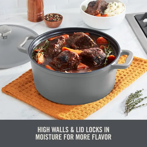 Miniatura 4 de Zakarian x Dash - Horno holandés antiadherente de hierro fundido, olla resistente con tapa para cocinar con calidad de restaurante, revestimiento