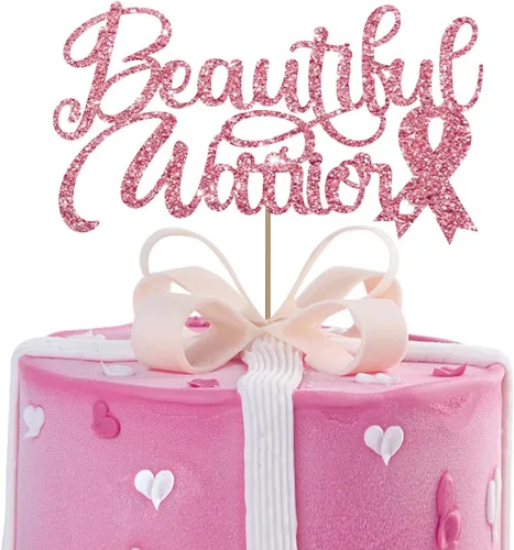 Miniatura 7 de Hermoso adorno para tartas de guerrero, decoración de pastel de conciencia sobre el cáncer de mama, letrero de cinta rosa para cáncer de mama
