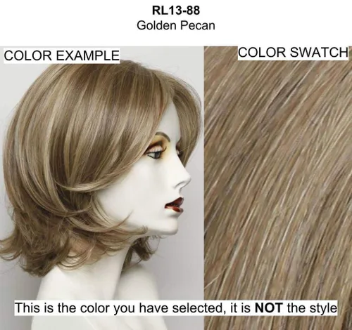 Spotlight - Peluca pequeña color RL13/88 Golden PECAN – 12.5 pulgadas de largo en capas Tru2Life resistente al calor sintético encaje frontal