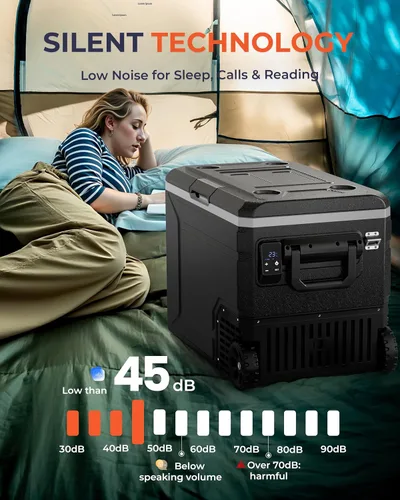 Miniatura 6 de EKOJUCE - Refrigerador de 12 V, enfriador eléctrico de 80 litros, 12 V/24 V CC 100~240 V CA, enfriador de 12 V -4 ℉~68 ℉, congelador portátil