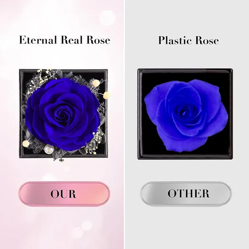 Miniatura 3 de Rosa preservada, regalos de cumpleaños para mujeres, mamá, novia, regalos para mamá, abuela, esposa, hija, hermana, cajas de joyería con collar Rosa