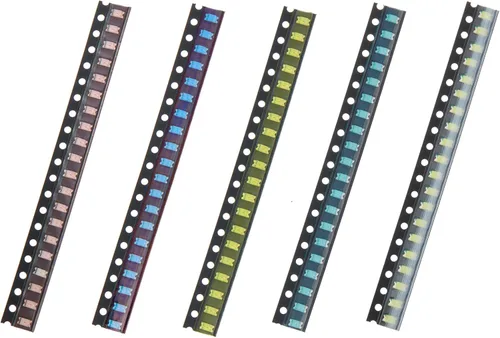 100pcs 5 tipos colores 1206 rojo amarillo azul verde blanco SMD LED luces de diodo chips kits (montaje en superficie) 20mA componentes de