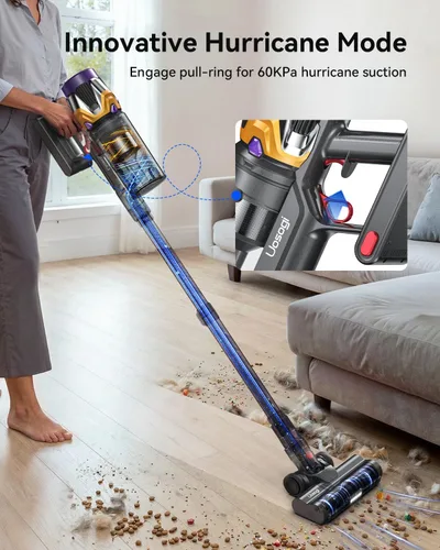Miniatura 4 de Aspiradora inalámbrica, mejorada de 55 KPA, 650 W, 70 minutos, con modo huracán, autoportante, pantalla táctil, taza de polvo de 1.8 L, aspiradora