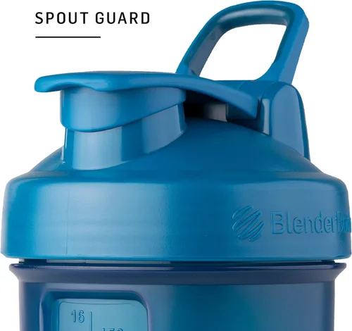 Miniatura 6 de BlenderBottle - Botella mezcladora con organizador de pastillas y almacenamiento para polvo proteínico, sistema Classic V2 ProStak, 22 onzas, azul