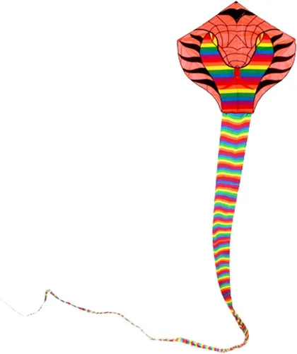 Besra Cometa grande de serpiente cobra de 52 pies, colorida cometa de serpiente de cascabel con colas largas, deportes divertidos al aire libre con