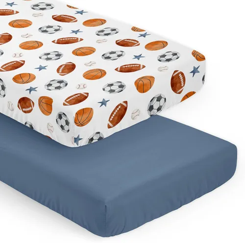 Miniatura 10 de Sweet Jojo Designs Sábana bajera ajustable para cuna (tema deportivo vintage) para niños, recién nacidos/bebés, patios de juegos, cunas portátiles