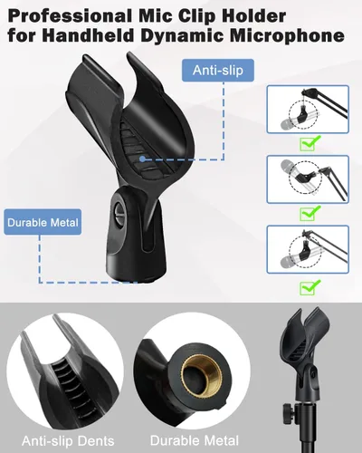 Miniatura 6 de Soporte de Micrófono de Escritorio Portátil Trípode Plegable con Soporte de Clip de Micrófono y Tornillo Macho de 5/8 Pulgadas a Hembra de 3/8