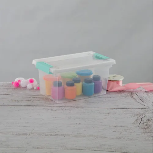 Miniatura 7 de Sterilite Paquete de 8 cajas de clip, contenedores apilables de plástico transparente con tapas de cierre, tamaño mediano, suministros de escritura