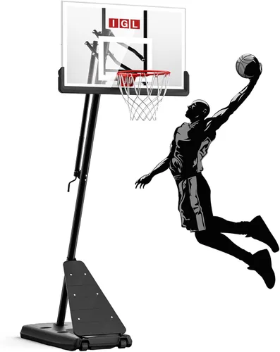 Miniatura 7 de IGL Aro de Baloncesto para Exteriores con Tablero Irrompible de 52 Pulgadas, Aro de Baloncesto Portátil para Exteriores de 10 Pies de Altura