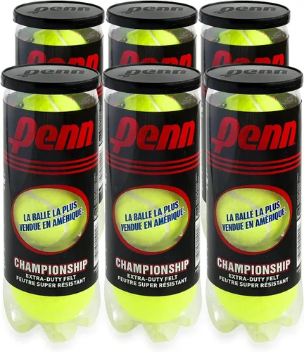 Penn Campeonato de pelotas de tenis de gran altitud, paquete de 6, 18 pelotas amarillas, aprobadas por la USTA e ITF, pelota oficial de las ligas de