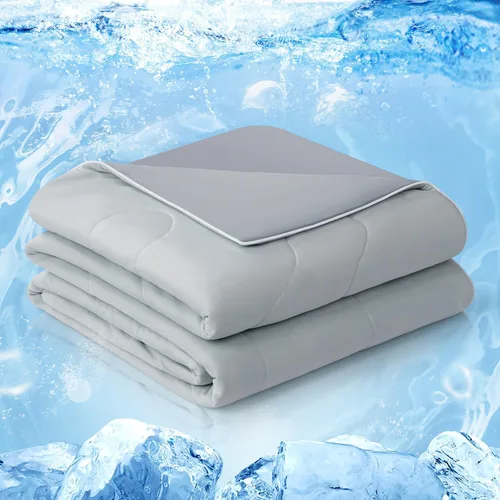 Miniatura 12 de EASELAND Edredón refrescante individual, tela de tacto frío que absorbe el calor corporal, diseño fresco de doble cara, manta refrescante suave