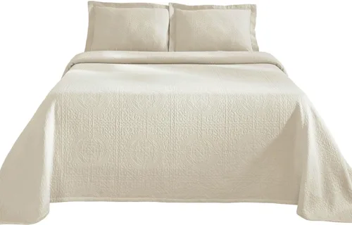 Miniatura 2 de Superior Juego de colcha de algodón con diseño de flor de lis, mantas cálidas, ropa de cama para todas las estaciones, decoración de dormitorio