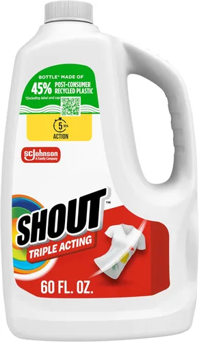 Shout Active Enzyme - Spray removedor de manchas para ropa, fórmula de triple acción que se aferra, penetra y levanta las manchas duras y cotidianas