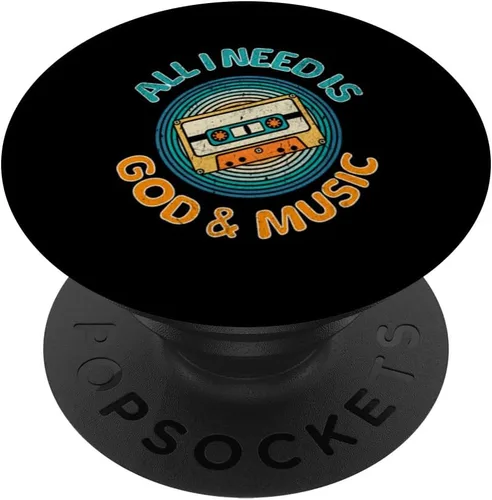 Miniatura 6 de God & Music Vintage Cassette Tape, Retro Boombox Faith Tee PopSockets MagSafe PopGrip for iPhone