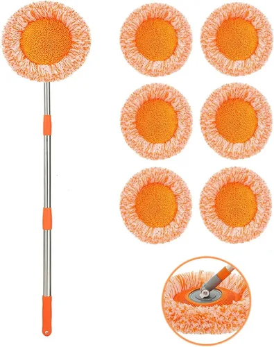 Miniatura 8 de Trapeador de limpieza ajustable giratorio de 360° – Nueva fregona extensible de limpieza de pared, trapeador giratorio de microfibra de mango largo