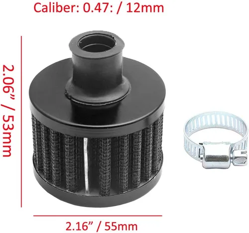 Miniatura 2 de ESUPPORT 0.157 x 0.472 in Mini negro universal coche motor cono frío limpio filtro de entrada de aire Turbo respiradero