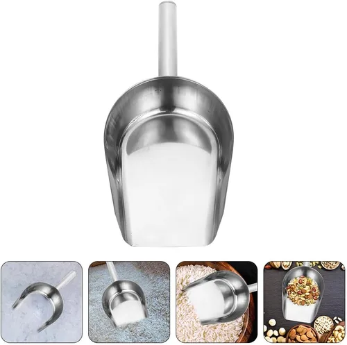 Miniatura 3 de BESTonZON Cuchara de hielo multiusos de acero inoxidable de 10.62 pulgadas para cocina, bar, restaurante, harina, cubito de hielo, postre con mango