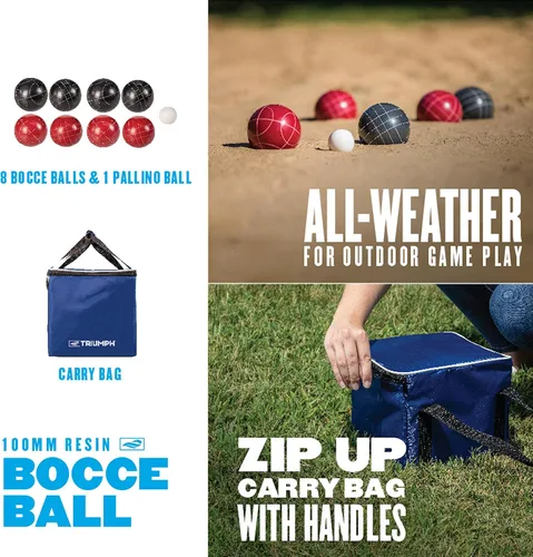 Miniatura 5 de Triumph Sports Competition Juego de bola de bocce de resina de 3.937 in para exteriores con bolsa de transporte para un fácil almacenamiento