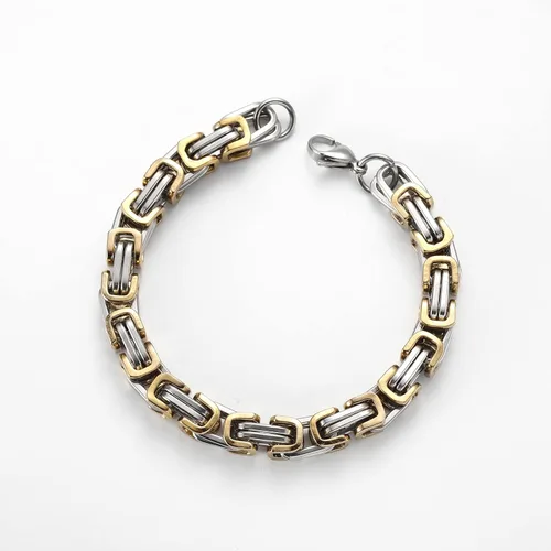 Miniatura 4 de JQWL Flat Byzantine Bracelet 8mm Wide Stainless Steel Punk Cool Link Bracelet Chunky Heavy Chain Fashion Curb Cuban Chain Bracelet for Men Women