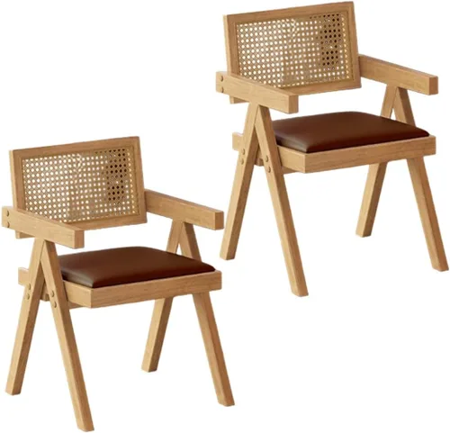 Miniatura 54 de YVYKFZD Juego de sillas de comedor de ratán, sillas de comedor de madera, sillas de cocina con respaldo tejido, sillón tapizado, silla auxiliar