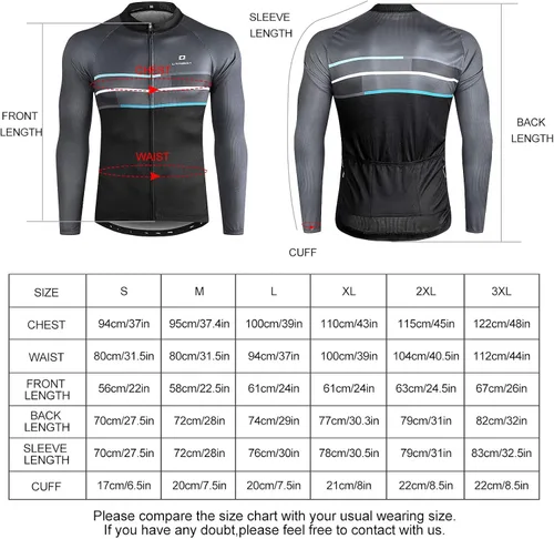 Miniatura 6 de LAMEDA Cycling Jersey Mens Long Sleeves Athletic Bicycle Mountain Bike
